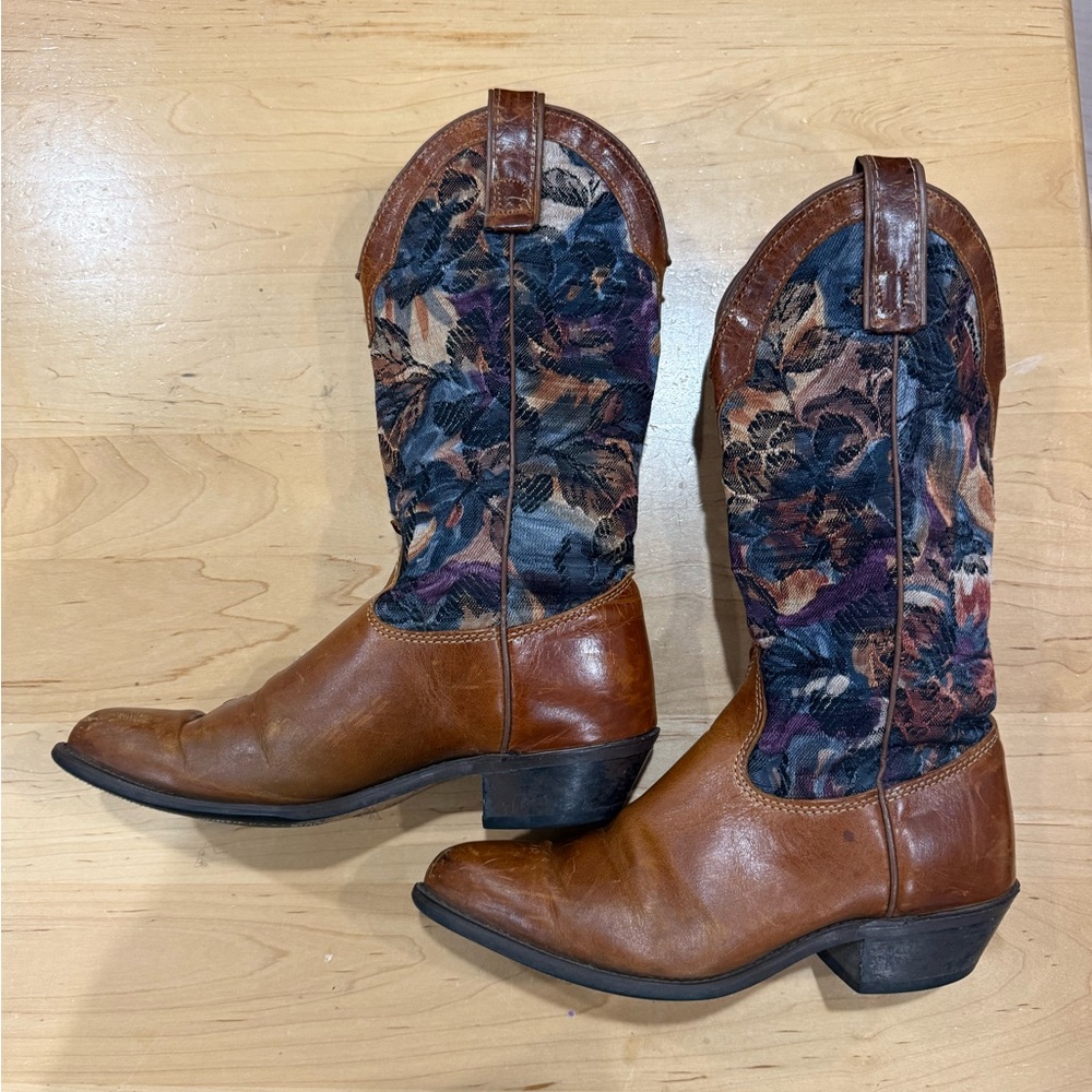 Western leather Capezio Multicolor Heeled Boots upper print on side